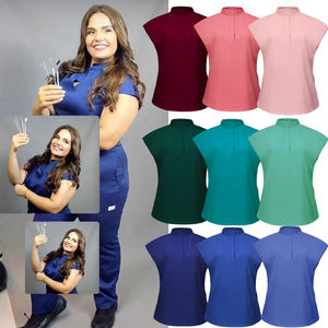 Diseño DE BELLEZA DE MARCA Etiqueta privada de moda Trabajo personalizado Estiramiento Enfermera Tops Poliéster Enfermería médica Uniformes - Product Image 3
