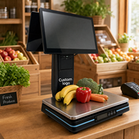 Balance de calcul de prix numérique, caisse enregistreuse, balance POS avec imprimante, écran tactile double 15,6 pouces, Intel I5, Wi-Fi 6, RM-80