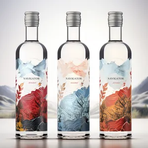 snow mountain spirit 750ml vodka 700ml whisky glass bottles by china manufacturer with cork stopper