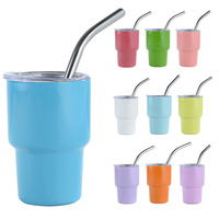 Nouveau mini gobelet de 3oz en acier inoxydable à double paroi isolé en métal verre à liqueur de 2oz avec couvercle et paille vente en gros