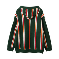 Pulls en acrylique tricotés unisexes pour l'automne et l'hiver, anti-boulochage, polyvalents, tendance, nouveaux, à manches longues, à capuche, veste rétro à l'avant