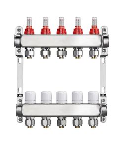 Colector de Calefacción por <span class=keywords><strong>Suelo</strong></span> <span class=keywords><strong>Radiante</strong></span> de Acero Inoxidable de 4 Circuitos con Válvula de Bola y Válvula de Ventilación - Product Image 3