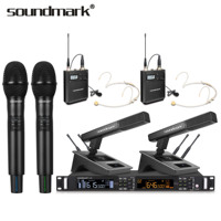 Microphone sans fil professionnel haut de gamme Soundmark G-25, alimentation par piles AA, technologie de capteur infrarouge, connecteur XLR, alimentation CC
