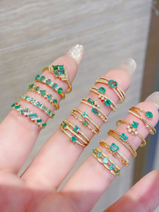 แหวนเพชรพลอยมรกตทองคำ 18K ยี่ห้อซินฟลาย สไตล์คลาสสิก เหมาะสำหรับงานแต่งงานและงานปาร์ตี้ - Product Image 2