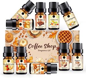 Ensemble d'huiles parfumées pour bougies et savons : café moka, expresso, chocolat, biscotti aux amandes, noisettes grillées, gaufre dorée - Product Image 6