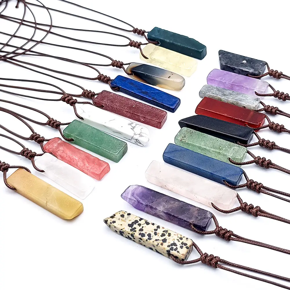 Best Sale Colorful Crystal Natural Stone Pendant Necklace Women Men Rope Agate Irregular Quartz Gemstone Necklace