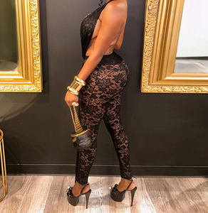 Viviblook J25JP483 Ropa de Verano para Mujer, Mono de Una Pieza con Espalda Descubierta, Transparente, con Encaje y Cintura Alta - Product Image 3