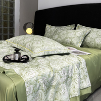 Parure de lit 4 pièces en soie respirante pour l'été – Couverture rafraîchissante et drap doux pour la peau