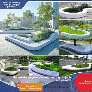 ม้านั่งยาวสำหรับสวนกลางแจ้ง ทำจากไฟเบอร์กลาส GRC สำหรับวางต้นไม้  พร้อมที่นั่งริมสระน้ำ  วัสดุ UHPC เทอร์ราซโซ่ คอนกรีต เทโกสโตน  รับสั่งทำตามแบบ ผลิตในกวางตุ้ง - Product Image 1