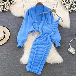 Set Maglione da Donna <span class=keywords><strong>all</strong></span>'<span class=keywords><strong>Ingrosso</strong></span> <span class=keywords><strong>Abbigliamento</strong></span> Invernale Cardigan Lavorato a Maglia Gilet Lavorato a Maglia Gonna Lunga Completo Due Pezzi <span class=keywords><strong>Abbigliamento</strong></span> <span class=keywords><strong>Femminile</strong></span> - Product Image 3