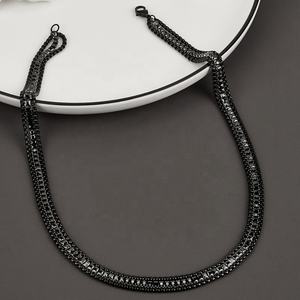 Venta Directa de Fábrica: Collar de Moda con Colgante de Tenis y Cadena de Tenis de Moissanita de 3 Capas, Bañado en Plata Negra - Product Image 5