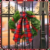Ruban de guirlande de Noël en satin rouge et vert à pois pour porte d'entrée, accessoires de décoration pour fête de Noël, jardin et entrée