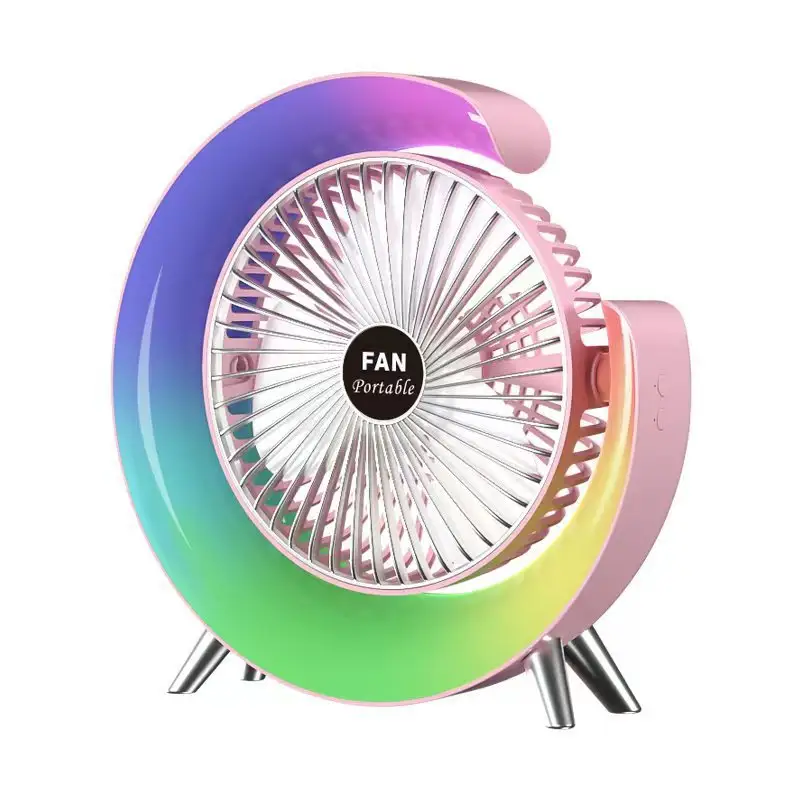 New lamp desktop fan Desktop USB rechargeable adjustable wind quiet portable mini small electric fan