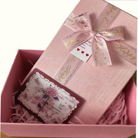 Caja de Regalo para Cumpleaños, Papel Texturizado Rosa, Cajas de Regalo Románticas para Joyería, Accesorios, Ropa, Cosméticos