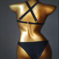 Haut de bikini exotique sexy une pièce en polyester avec diamant pour femmes vêtements de danse body taille basse pantalon maillot de bain