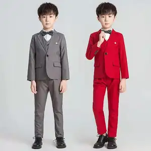 Sonbahar kore moda beyefendi çocuk giysileri yeni kırmızı takım elbise erkek yelek takım elbise toptancı