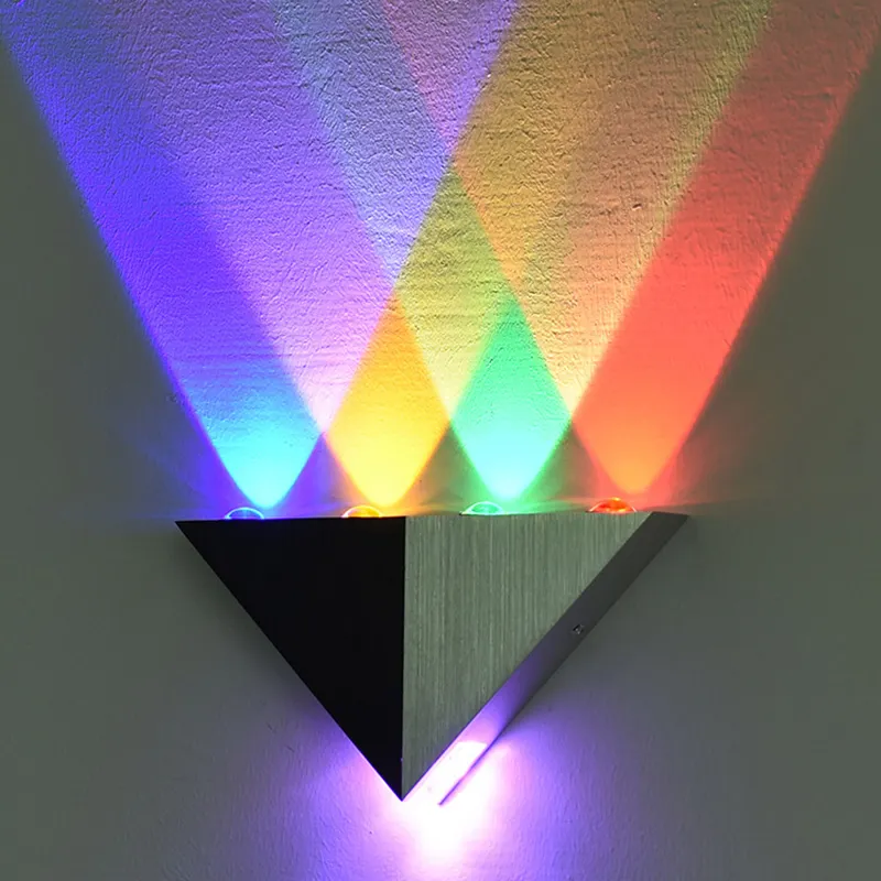 Lâmpada de parede led triangular 5w, alumínio rgb luz interior corredor para baixo, lâmpada de parede, decorativa para cinema