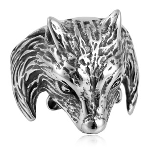 Wolf Animal <b>Ring</b> <b>Silver</b> Men's Punk Jewelry Gift Geometric Design 213044 - Product Image 5