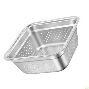 Çok Amaçlı Mutfak Süzgeç Saklama Kutusu Lavabo Düzenleyici Dayanıklı Metal Paslanmaz Çelik Kare Süzgeç Sepet - Product Image 6