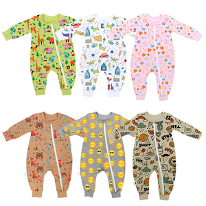 Neugeborenen-Strampler Langarm Frühling Einfarbig Reißverschluss Bambus-Spandex Unisex Säuglings-Strampler Babykleidung - Product Image 2