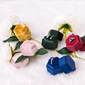 Hot-selling Cross-border Velvet <b>Ring</b> <b>Box</b> Jewelry <b>Box</b> Double-layer Hexagonal <b>Box</b> Jewelry Packaging <b>Box</b> Wholesale High-end - Product Image 3