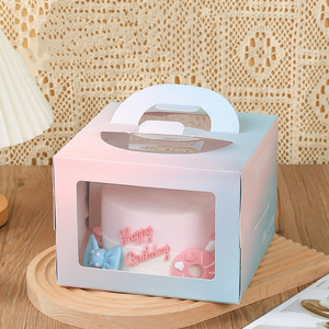 Kotak Kue Portabel <span class=keywords><strong>8</strong></span> Inci dengan Jendela Transparan Gaya Eropa untuk Kemasan Kue Ulang Tahun & Kue Kering Grosir Kustom - Product Image 2