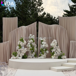 LEDA Modern Wedding Events Wave Shape Wedding Stage Fabric Cover Arch T Shape Metal <b>Backdrop</b> <b>Stand</b> - Product Image 4