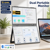 Écran portable double 15,6 pouces personnalisé ODM, moniteur 1080P IPS pliable, extension d'écran d'ordinateur portable, type C VESA, HDR, haut-parleur intégré