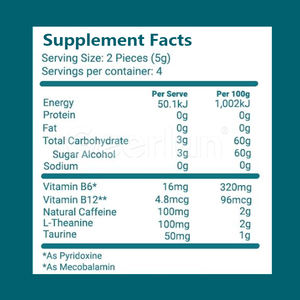 Supplément à base de plantes nootropique à la caféine naturelle avec vitamine B12 énergie et gomme à mâcher Focus L-théanine - Product Image 6