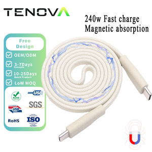 Cable Magnético Plano Tenova Factory <span class=keywords><strong>de</strong></span> 240W, PD3.1, Carga Rápida, Tipo-C, Trenzado, 1M, Retráctil, para iPhone 17 - Product Image 1