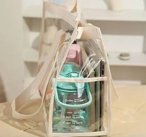 Sac fourre-tout transparent personnalisé, petit sac cadeau, sac en plastique transparent avec poignées - Product Image 1