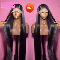 Wig rambut manusia renda depan 40 inci 30 rambut Virgin panjang lurus gelombang tubuh tanpa lem 613 Wig renda penuh grosir Wig keriting dalam