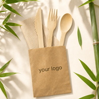 Ensemble de couverts en bambou personnalisés avec logo OEM, jetables, biodégradables, compostables, couteau, fourchette, cuillère, fabricant, vente en gros, en vrac