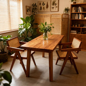 <span class=keywords><strong>Fauteuil</strong></span> d'appoint en <span class=keywords><strong>rotin</strong></span> tissé en bois massif artisanal de style moderne du milieu du siècle pour le salon, le bureau, la salle à manger - Product Image 2