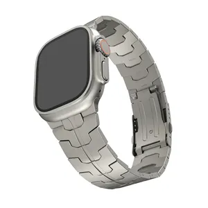 Limensmart jam tangan Titanium mewah, tali pengganti jam tangan pria Ultra 2 8 7 logam tahan air 49/45/44/42mm untuk Apple