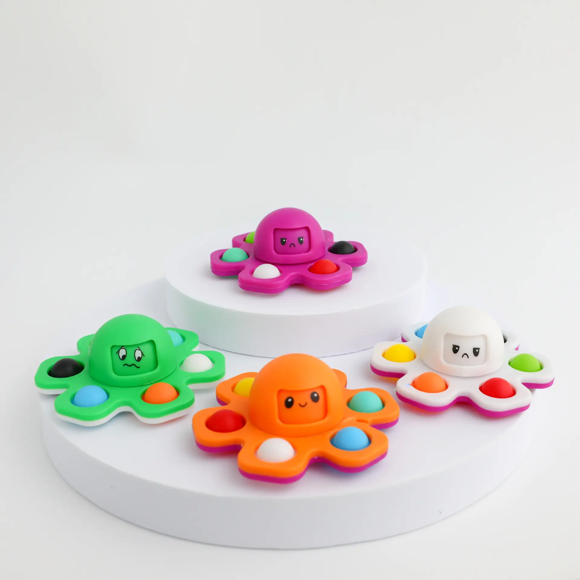 Autism Stress Relief Bubble Fidget Finger Gyro Sensory Toys Change Faces Spinners Kids Reversible Flip Octopus