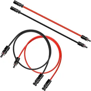 Laki-laki perempuan konektor panel surya ekstensi PV PC kabel kawat kabel 4mm 6mm 15mm2 10ft hitam 10ft merah untuk sistem surya