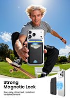 Portefeuille magnétique pour téléphone, porte-cartes fin en cuir PU, double poche pour cartes, aimant puissant, blocage RFID, logo personnalisé OEM