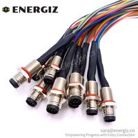 Connecteur circulaire M8 étanche IP67 mâle 3/4/6/8 broches, borne à souder, contacts en laiton plaqué or, faisceau de fils de 15 cm EG-M8