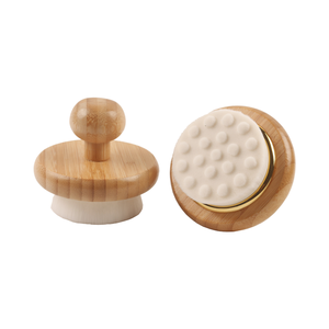 Round Bamboo <strong>Bath</strong> Body Brush Soft Bristles Gentle Exfoliating Shower Scrubber for Deep Cleansing &amp; Skin Massage with Gold <strong>Trim</strong> - Product Image 1