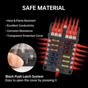 Boîtier de distribution d'alimentation robuste à 12 circuits étanche avec bus négatif sans indicateur LED pour voiture, bateau, camping-car, fourgonnette - Product Image 6