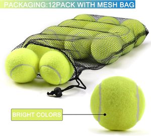 Balles de <span class=keywords><strong>Tennis</strong></span> à rebond élevé 12 pc/pack balles de pratique de pression avancée d'entraînement jaune Fluorescent avec sac en maille - Product Image 2