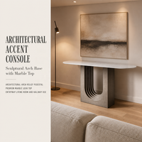 Meuble de salon, table console design avec plateau en marbre, table d'hôtel, table console en marbre blanc, moderne