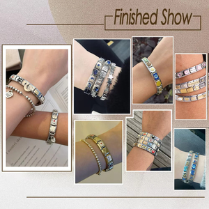 <span class=keywords><strong>Lamoon</strong></span> ดีไซน์รูปดอกกุหลาบสีทอง9มม. ลายดาวรูปหัวใจแบบอิตาเลียนเครื่องประดับสร้อยข้อมือสเตนเลสสตีลขนาด9มม. แบบทำมือ - Product Image 2