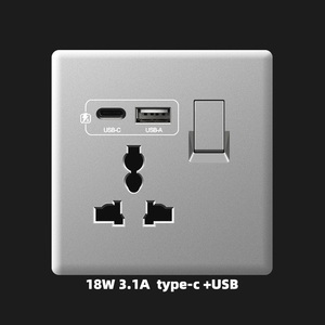 UK soket listrik Panel PC tunggal/ganda, pengisi daya Cepat 18W dengan saklar tiang tunggal/ganda 146 untuk penggunaan di rumah - Product Image 3