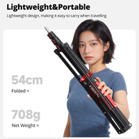 Ambitful GM220 Pro Reverse Folding Light Stand, Tripod Fotografi Portabel dengan Kunci Putar dari Paduan Aluminium untuk Lampu LED Studio.