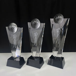 Trofeo deportivo de pelota de golf de cristal transparente - Product Image 3