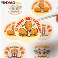 Etiquetas de Vinilo Personalizadas con Logotipo, Impermeables, Autoadhesivas, para Alimentos como Pollo Frito, Etiquetas de Alta Calidad para Cajas, Etiquetas Kiss Cut