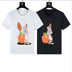 T-shirt Hip Hop all'ingrosso in cotone pettinato da 260g con stampa colorata a gradiente teschio e coniglio, design traspirante - Psycho - Product Image 3