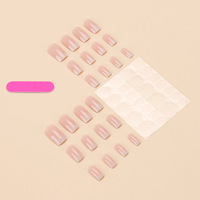 Ongles artificiels ABS style best-seller, rose dégradé, à presser avec colle, 24 pièces, amovibles, longueur moyenne, forme cercueil, pour nail art